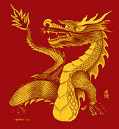 "Guardian Dragon" on Red T-shirt